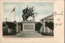 Monument to Simon Bolivar in front of a government building Lima, Peru Postcard Postcard Postcard