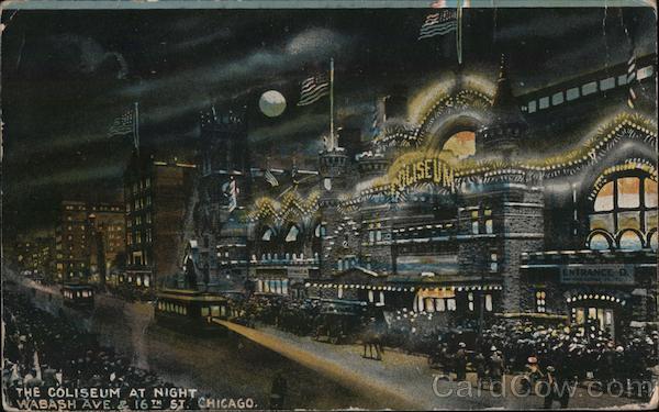 The Coliseum at Night Chicago Illinois