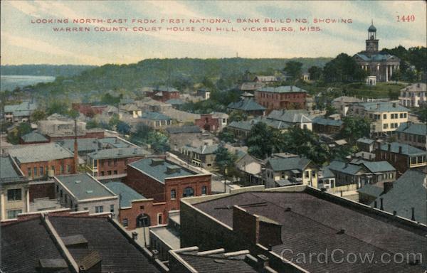 Looking North East from First National Bank Building, Showing Warren County Court House on Hill Vicksburg