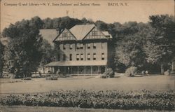 Company G and Library - N.Y. State Soldiers' and Sailors' Home Postcard