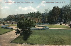 Narumbega Park, River Court Looking East Auburndale, MA Postcard Postcard Postcard