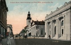 Forsyth Street, Bank Buildings and Post Office Jacksonville, FL Postcard Postcard Postcard