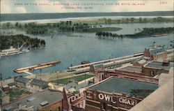 View of Canal, showing Lake Centennial and De Soto Island Postcard