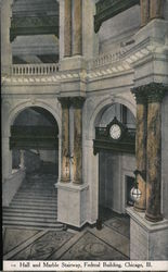 Hall and Marble Stairway, Federal Building Postcard