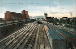 C.P.R. Station and Elevators Fort William, ON Canada Ontario Postcard Postcard Postcard