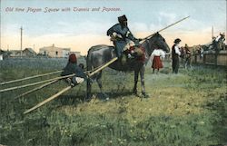 Old Time Pigeon Squaw with Travois and Papoose Postcard