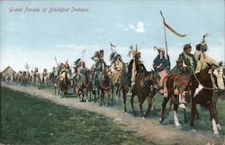 Grand Parade of Blackfoot Indians Postcard