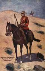 Canadian North West Mounted Police Patrolling Postcard