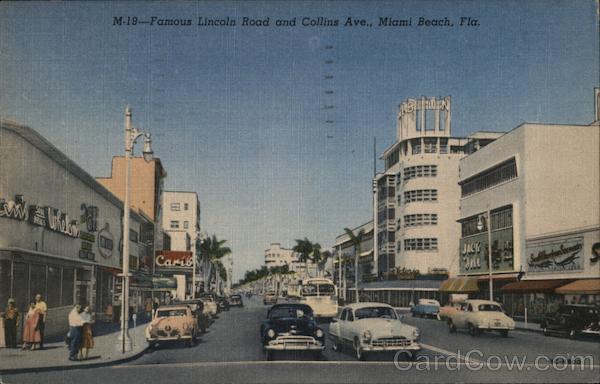 Famous Lincoln Road and Collins Ave Miami Beach Florida