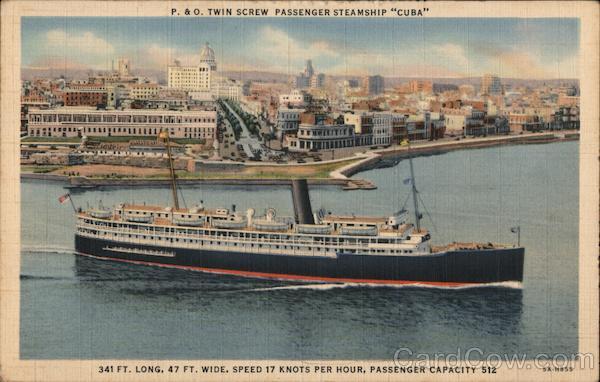 P & O Twin Screw Passenger Steamship Cuba Boats, Ships