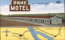 Oahe Motel, Fort Pierre, South Dakota. Postcard Postcard Postcard