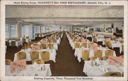 Main Dining Room, Hackney's Sea Food Restaurant Postcard