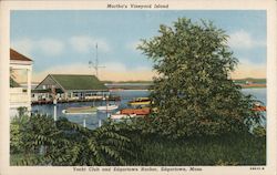 Yacht Club and Edgartown Harbor, Martha's Vineyard Island Massachusetts Postcard Postcard Postcard