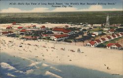 Bird's Eye View of Long Beach Resort "the World's Most Beautiful Bathing Beach" Postcard