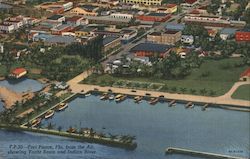 Fort Pierce from the Air showing Yacht Basin and Indian River Postcard