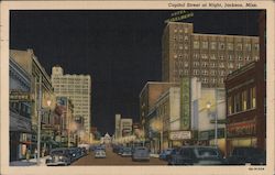 Capitol Street at Night Jackson, MS Postcard Postcard Postcard