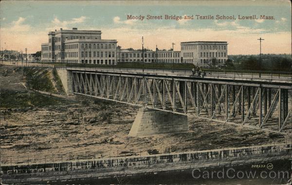Moody Street Bridge and Textile School Lowell Massachusetts