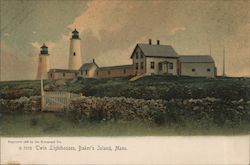 Twin Lighthouses, Baker's Island Postcard