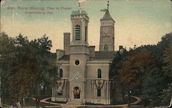 Court House Showing Tree in Tower Greensburg, IN Postcard Postcard Postcard