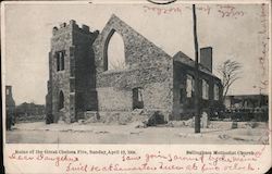 Ruins of the Great Chelsea Fire, Sunday April 12, 1908 - Bellingham Methodist Church Massachusetts Postcard Postcard Postcard