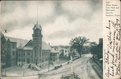 West Street, City Hall and Methodist Church Danbury, CT Postcard Postcard Postcard