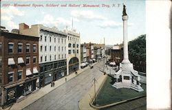 Monument Square, Soldier's and Sailor's Monument Troy, NY Postcard Postcard Postcard