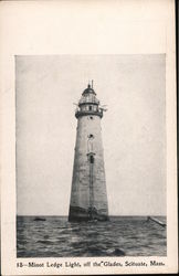 Minot Ledge Light, off the Glades Scituate, MA Postcard Postcard Postcard