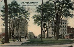 View of Park, Showing Hotel Wendell & Bershire Life Ins. Postcard