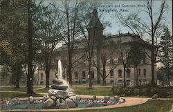 Town Hall and Common West Springfield, MA Postcard Postcard Postcard