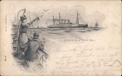 Lower New York Bay, People Waving to Ships Postcard