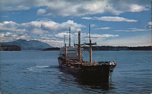 Alaska Steamship Company Cargo Freighter Nears Kodiak