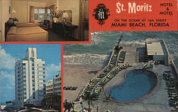 St. Moritz Hotel and Motel On the Ocean at 16th St. Miami Beach Florida