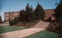 The Rock Garden and High School Postcard