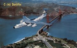 C-141 Starlifter Over Golden Gate Bridge Postcard