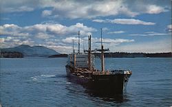 Alaska Steamship Company Cargo Freighter Nears Kodiak Postcard