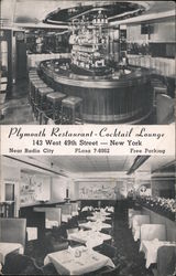 Plymouth Restaurant-Cocktail Lounge Near Radio City Free Parking Postcard