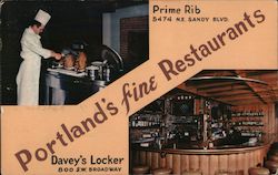 Davey's Locker and Prime Rib, Portland's Fine Restaurants Postcard