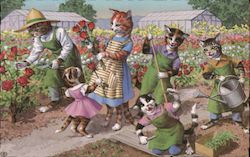 Gardening Cats Postcard