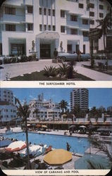 The Surfcomber Hotel. View of Cabanas and Pool Postcard
