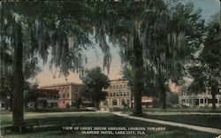 View of Court House Grounds, Looking Towards Blanche Hotel Postcard