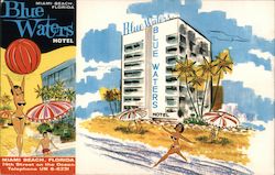 Blue Waters Hotel Miami Beach Florida Postcard