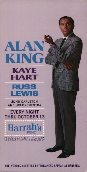 Alan King Harrah's Headliner Room Reno Nevada Celebrities
