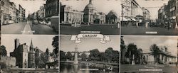 Cardiff, St. Mary Street, City Hall and Museum, Queen Street, Cardiff Castle, The Lake, Roath Park, National Museum of Wales Large Format Postcard