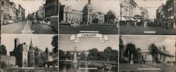 Cardiff, St. Mary Street, City Hall and Museum, Queen Street, Cardiff Castle, The Lake, Roath Park, National Museum of Wales Lar Large Format Postcard