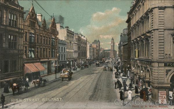 Looking Along High Street Belfast Northern Ireland