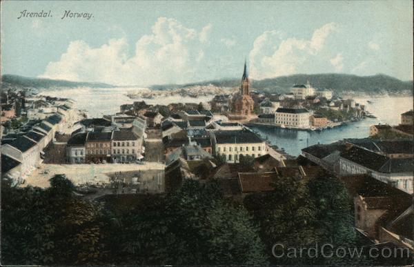 City Center with Trinity Church Arendal Norway