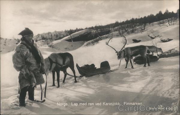 Norge. Lap med ren ved Karasjokk. Finmarken Norway