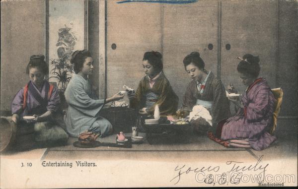 Woman Entertaining Visitors Japan