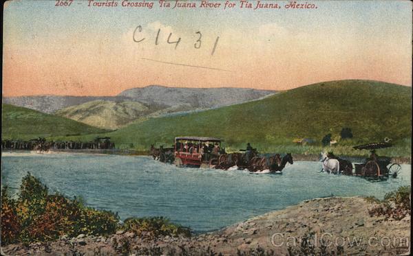 Tourists Crossing Tia Juana River for Tia Juana Mexico