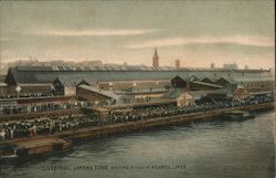 Liverpool, Landing Stage waiting arrival of atlantic liner Postcard